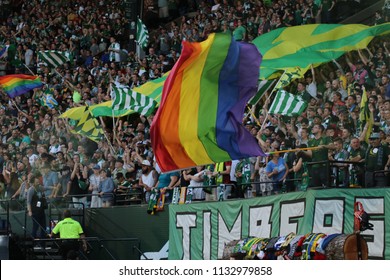 The Timbers Army At Providence Park In Portland Oregon USA July 7,2018.