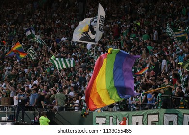 The Timbers Army At Providence Park In Portland Oregon USA July 6,2018.