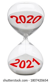 The Time In 2020 Elapses In An Hourglass To 2021