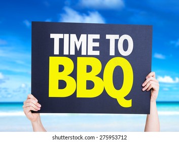 Time To BBQ Card With Beach Background