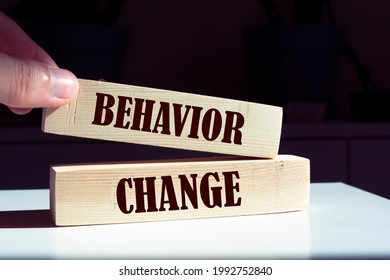 Time To Behavior Change Symbol. Wooden Blocks With Words 'behavior Change'. Beautiful Canvas Background. Copy Space. Business, Psychology And Behavior Change Concept.