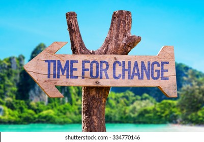 Time for Change arrow with beach background