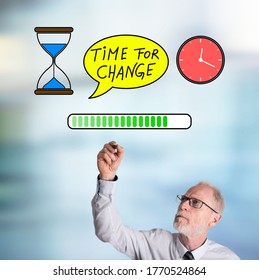 Time for change concept drawn by a businessman