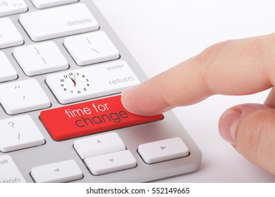 Time for change written on computer keyboard.