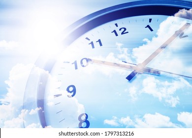 Time clock watch face overlay with blur sky for day times concept - Shutterstock ID 1797313216