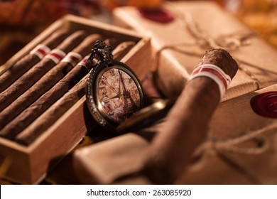 Time to enjoy! Two parcels with top quality Cuban cigars - a great gift from best friend - Powered by Shutterstock