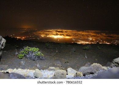 Time Exposure From Haleakela Maui Showing Light Polution