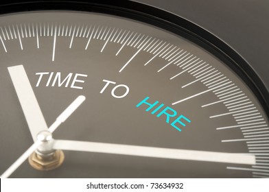 Time to hire text on clock