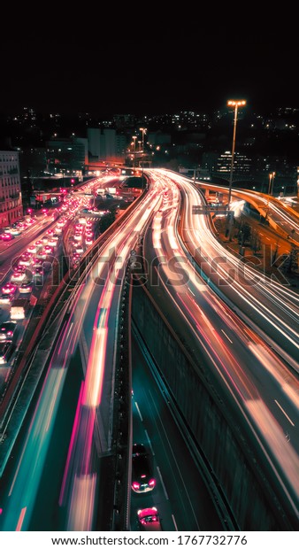 time lapse of\
cars on road during night\
time