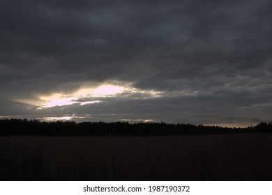 Time Lapse Of Clouds At Sunset Over The Forest