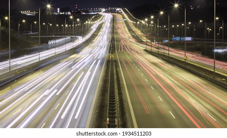 Time Lapse Night Traffic On Highway