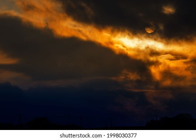 Time Lapse Sunset With Clouds Over The Countryside