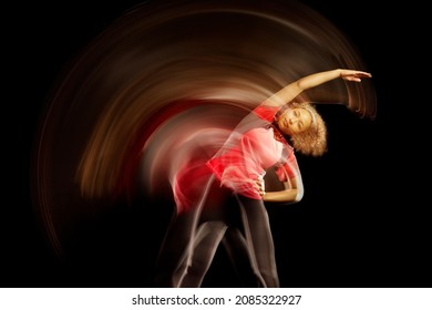 Time lapse view of dancer stretching