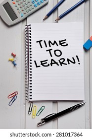 Time to Learn word on notebook page