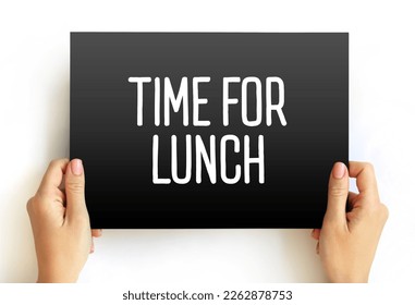 Time For Lunch text on card, concept background
