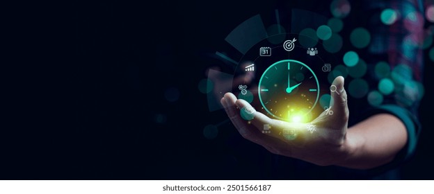 Time Management and Business Strategy, Saving working time to reduce costs, Prioritization, Scheduling, Eliminating Time Wasters, Use of Technology and Automation, Process Improvement - Powered by Shutterstock - Get 15% off with code: PIKWIZARD15