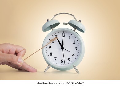 Time on alarm clock stop, delay concept.