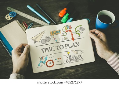 TIME TO PLAN sketch on notebook