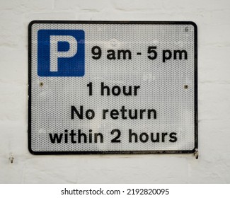 A Time Restricted Parking Sign In Topsham UK