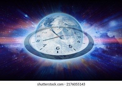 Time in space move the world in galaxy universe art design concepet. image element from NASA.