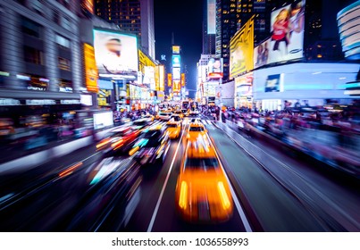 Time Square - New York in movement. Shot of cars in movement with motion blur. - Shutterstock ID 1036558993