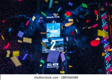 Time Square NYC, New Years Eve - USA December 31st 2020. A Nearly Empty Times Square During The Pandemic: Credit Kevin RC Wilson