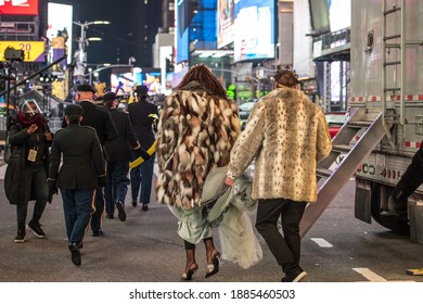 Time Square NYC, New Years Eve - USA December 31st 2020. A Nearly Empty Times Square During The Pandemic: Credit Kevin RC Wilson