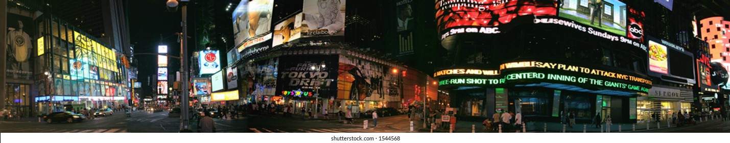 Time Square Panoramic At Night