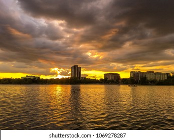 Time To Sunset In Mighty Lake Calhoun,  Uptown Minneapolis, Minnesota