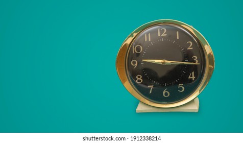 Time table clock on banner template with space for your text.