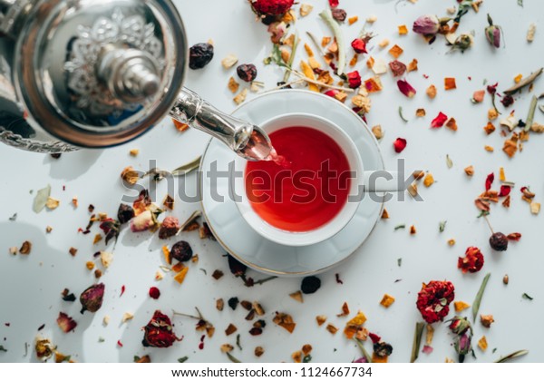 Time Tea Break Flat Lay Someone Stock Photo Edit Now - 