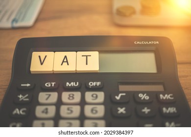 Time To VAT Taxes, Value Added Taxes In Europe Union. Business And Economic Desk Background Photo