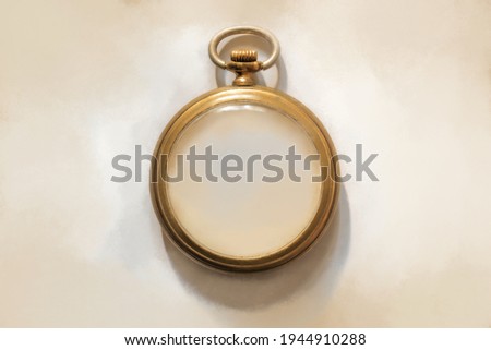 Timeless concept. Antique clock without numbers and hands, isolated on light background. Photomanipulation.