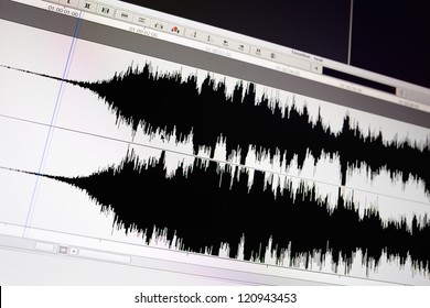 Timeline Window With Black Sound Waveform In The Film Editing Soft.