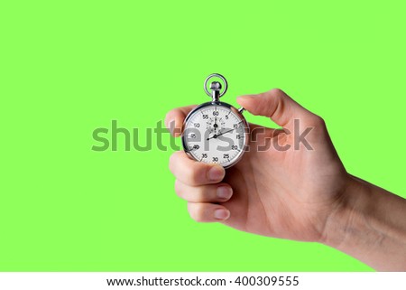 timer hold in hand, button pressed