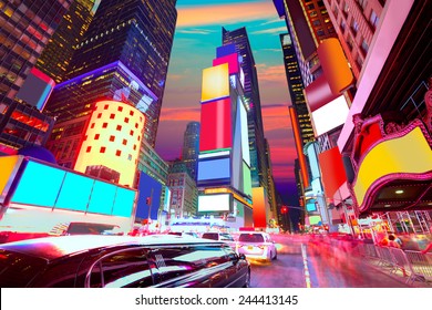 Times Square Manhattan New York all the ads deleted US - Shutterstock ID 244413145
