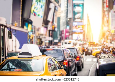 Times Square, Manhattan - Yellow cab and traffic in New York