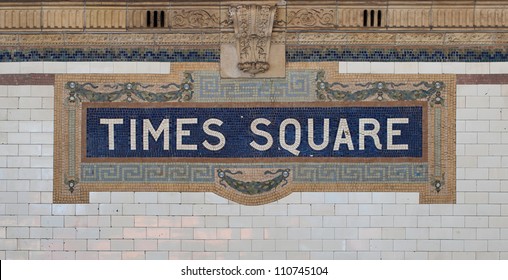 Times Square - New York City Subway Sign Tile Pattern In Midtown