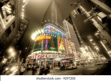 The Times Square In New York City At Night