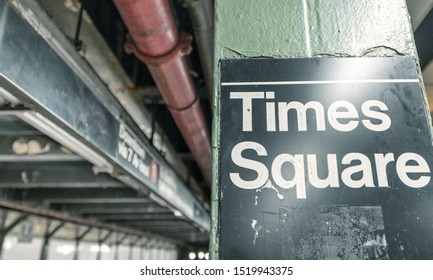 Times Square Subway Sign In New York City.