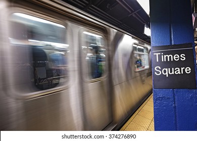 Times Square Subway Sign In New York City Manhattan Station. 