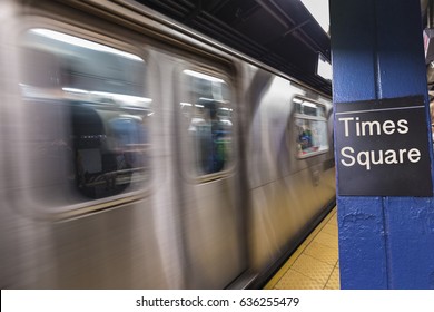 Times Square Subway Sign In New York City Manhattan Station. 