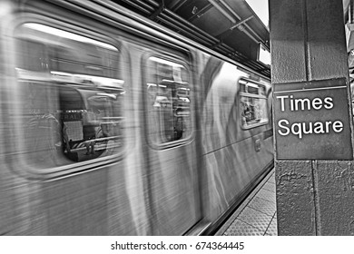 Times Square Subway Sign In New York City Manhattan Station. 