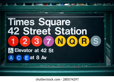 Times Square Subway Station Entrance In New York City