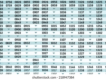 Timetable of arrivals and departures of trains - cool cyanotype