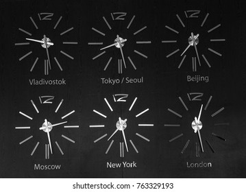 Timezone Clocks In Hotel