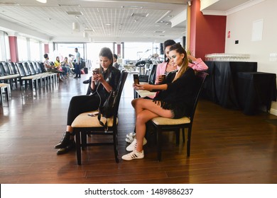 TIMISOARA, ROMANIA - July13, 2019: Models are relaxing before the show at Opera Fashion Fair charity event organized by Rotaract club - Shutterstock ID 1489886237