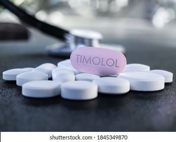 Timolol Pill Medication Used To Treat Increased Pressure Inside The Eyes In Ocular Hypertension And Glaucoma And Also High Blood Pressure And Chest Pain