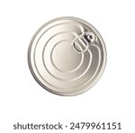 Tin can with food on white background
