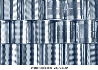 Tin Cans Stacked On Each Other